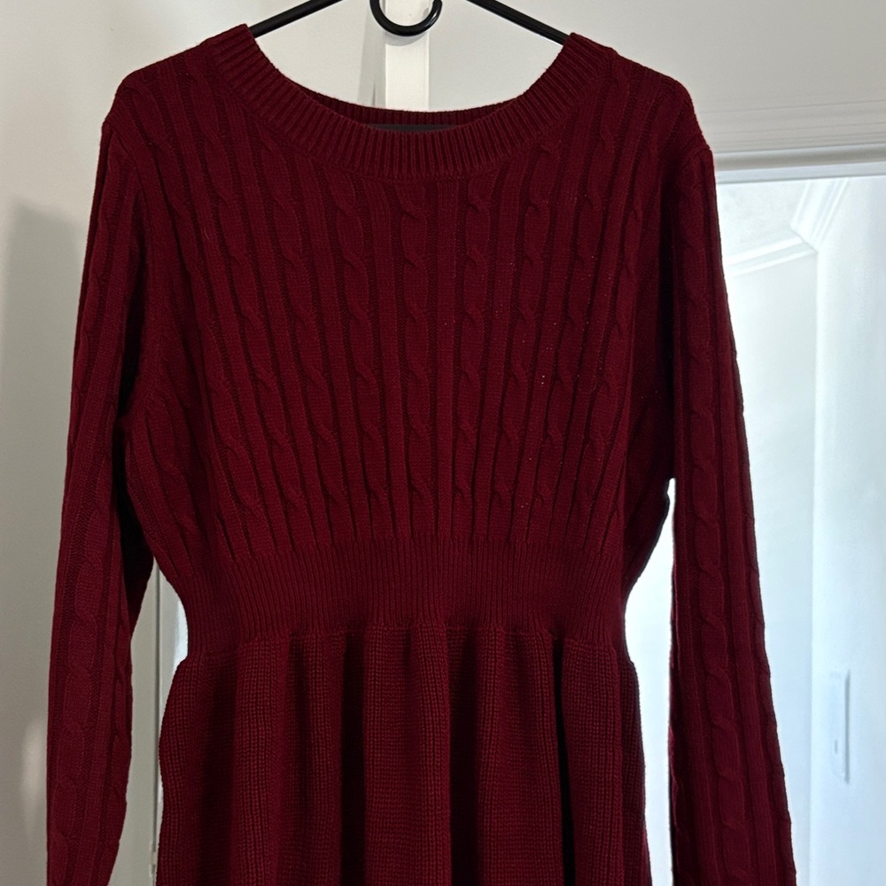BloomChic Deep Red Long Sleeve Knit Dress